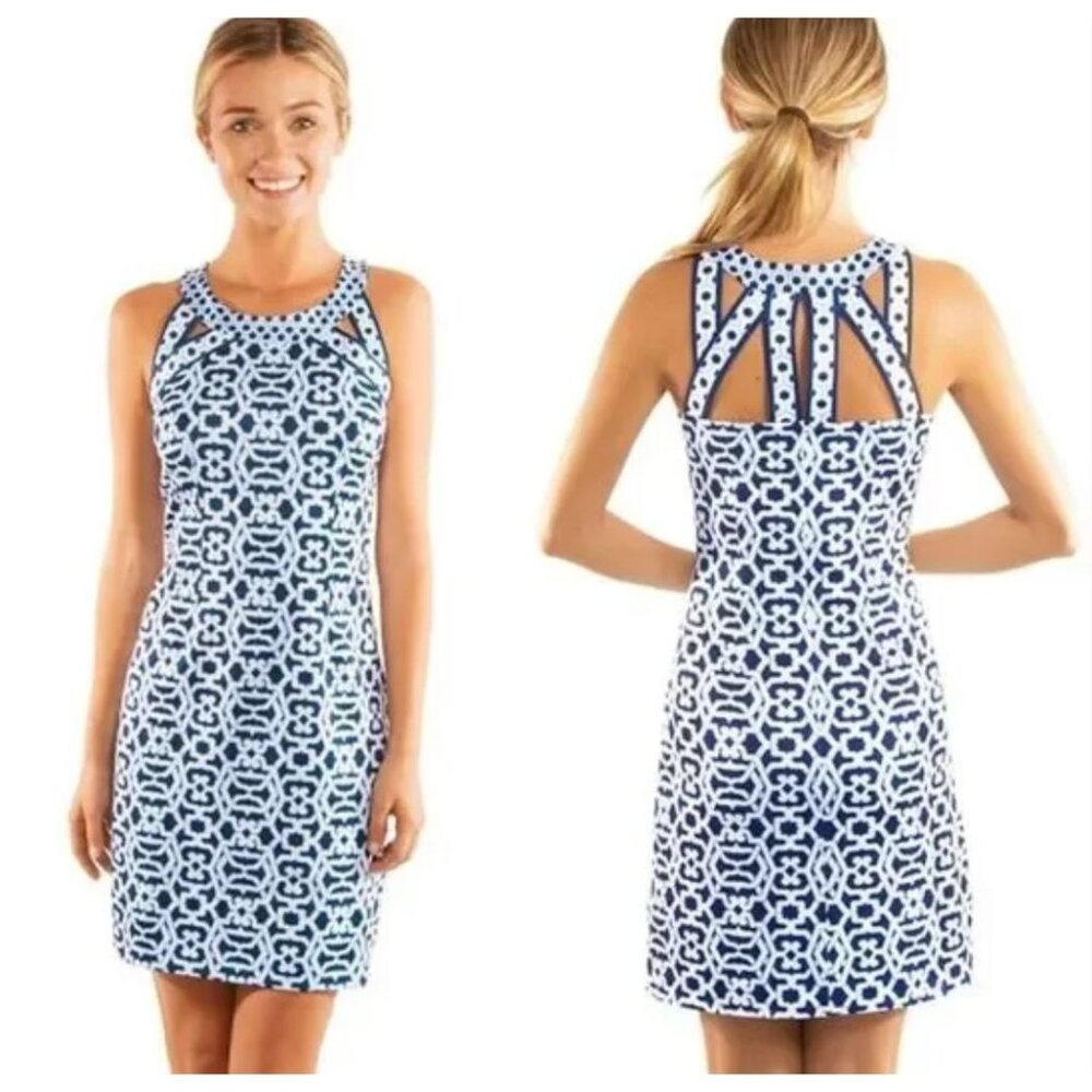 GRETCHEN SCOTT isosceles in rio gio navy print jersey upf size S